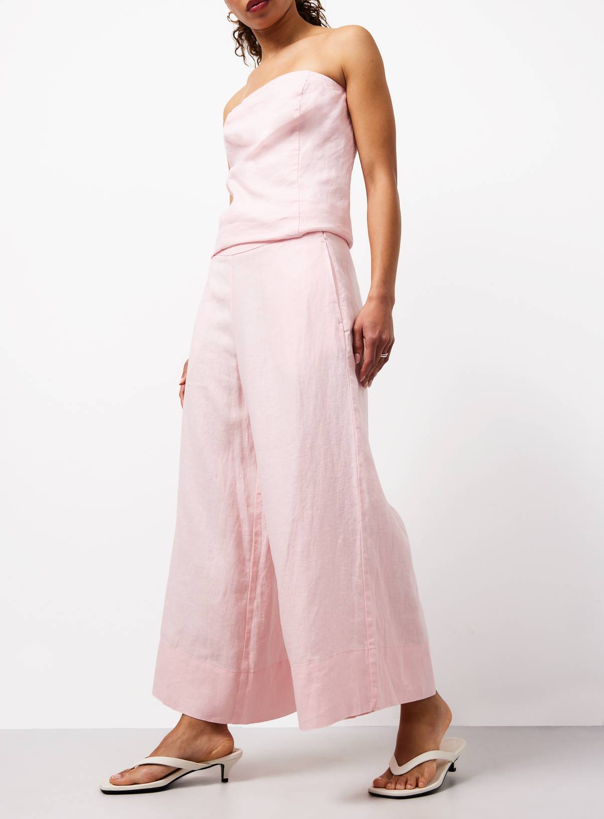 Pink Pure Co-ord Linen Wide Leg Trousers 18S - Image 1