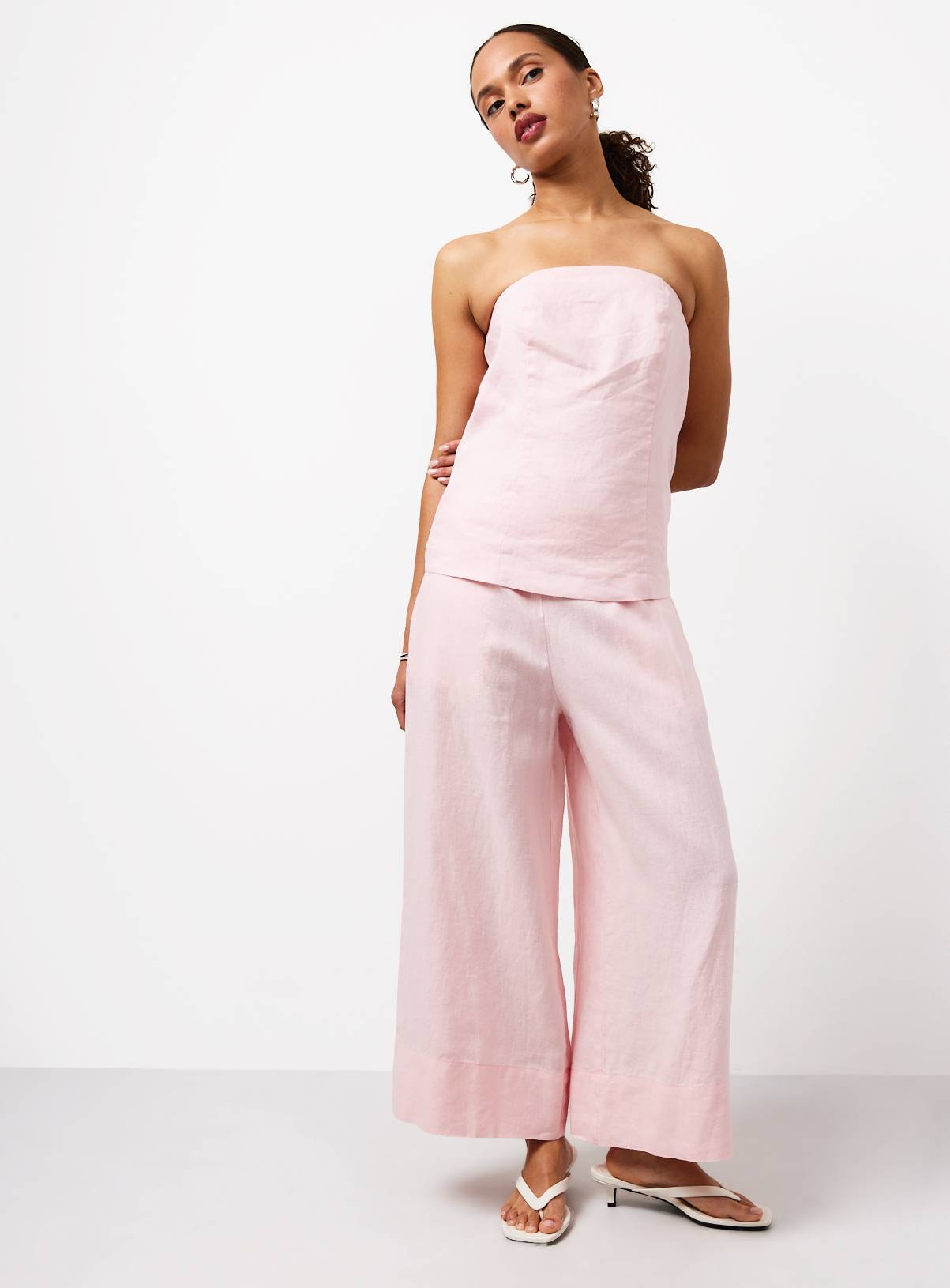 Pink Pure Co-ord Linen Wide Leg Trousers 18S - Image 2