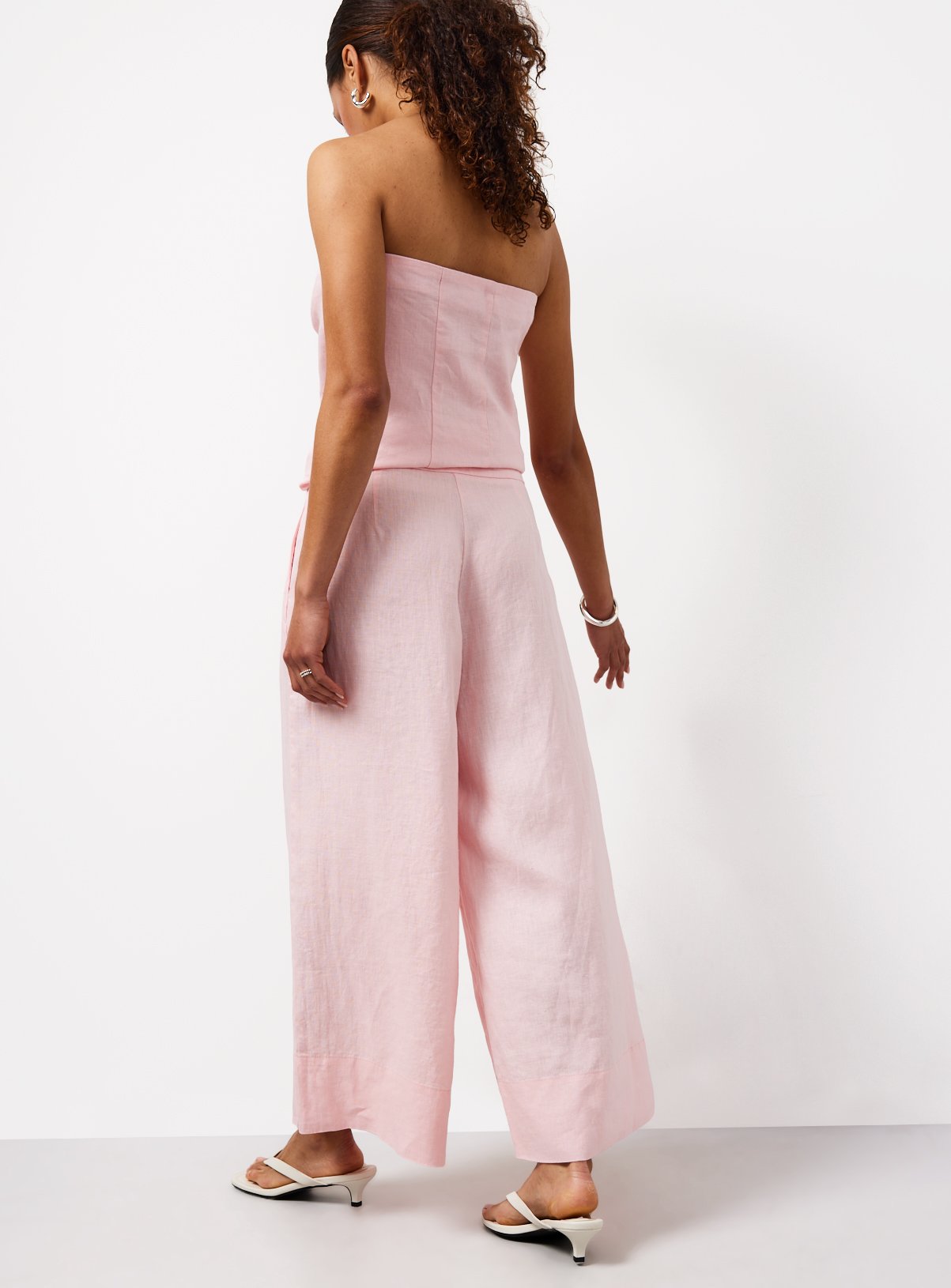 Pink Pure Co-ord Linen Wide Leg Trousers 18S - Image 4 thumbnail