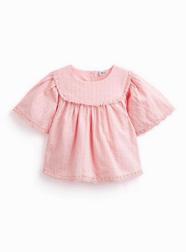 Pink Romantic Style Short Sleeve Blouse 5-6 years