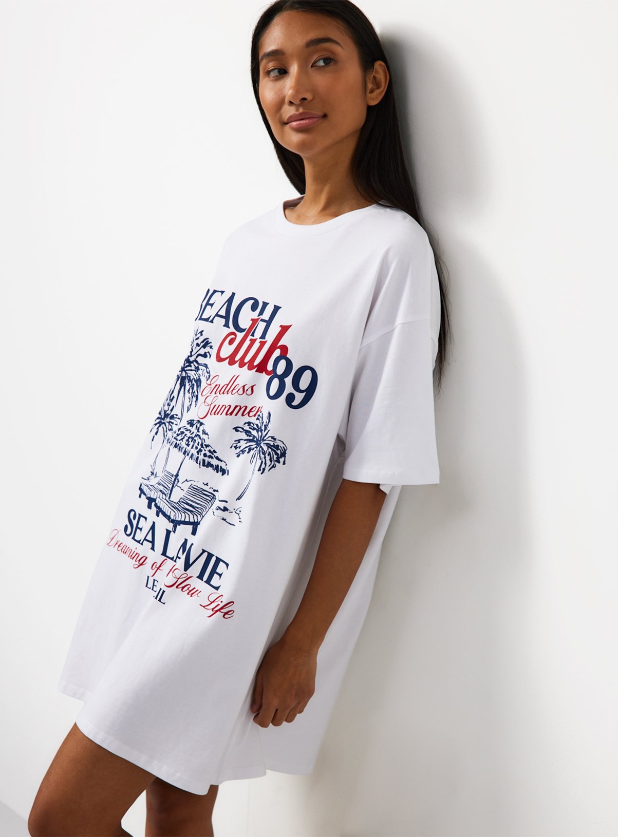 White Sea La Vie Graphic Oversized Fit Sleep Tee L - Image 1 thumbnail