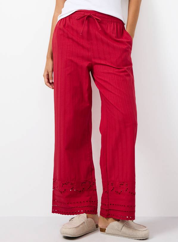 Red Broderie Trim Co-ord Pyjama Bottoms XL