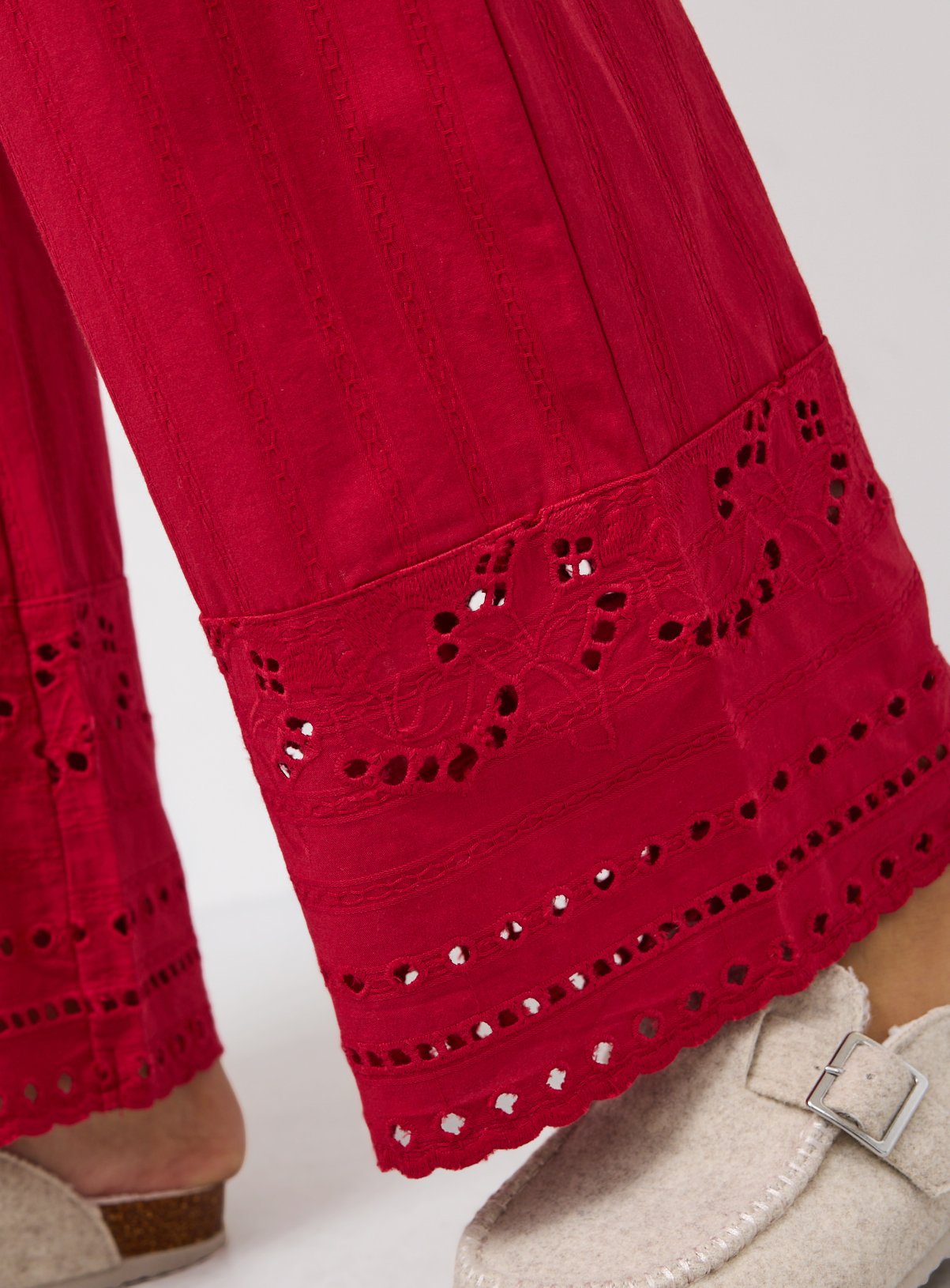 Red Broderie Trim Co-ord Pyjama Bottoms XXL - Image 3 thumbnail
