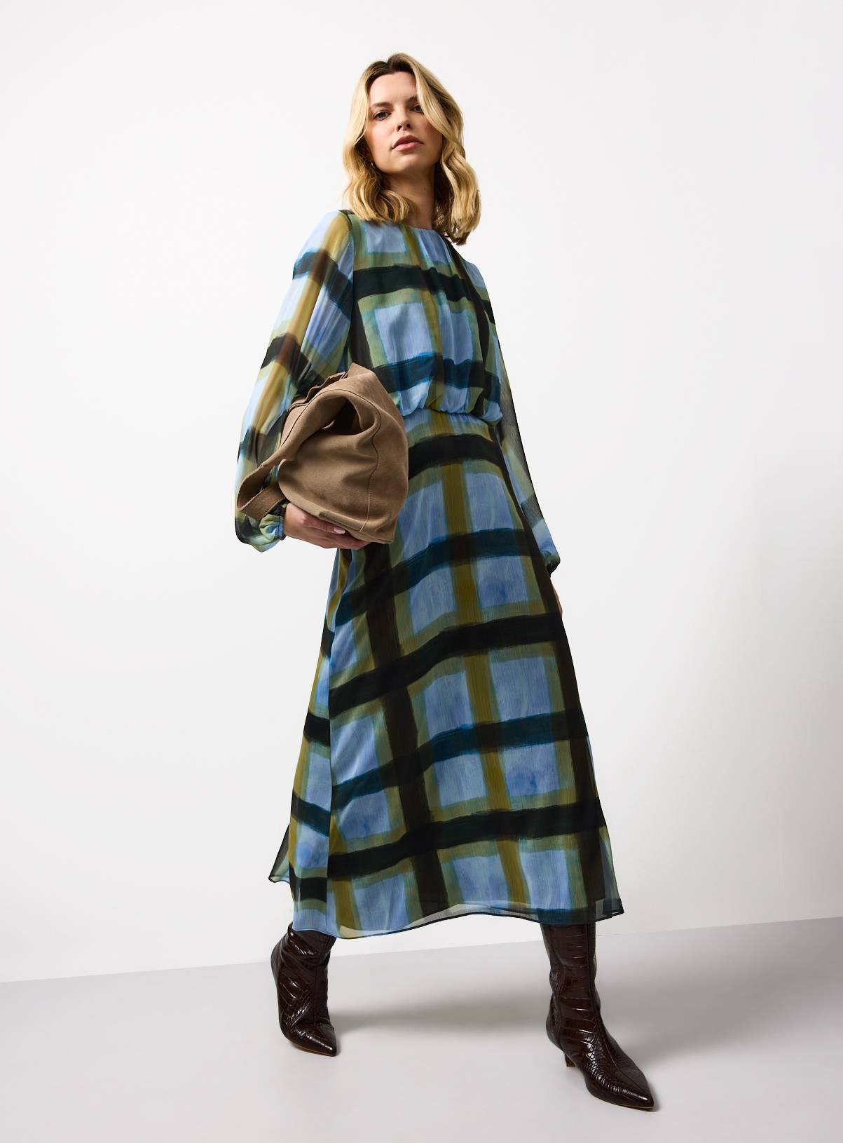 Blue Patterned Midaxi Smock Dress 8 - Image 2