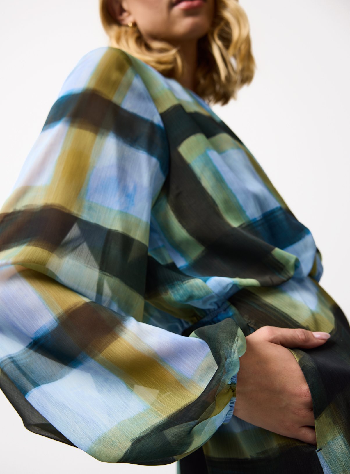 Blue Patterned Midaxi Smock Dress 8 - Image 3 thumbnail