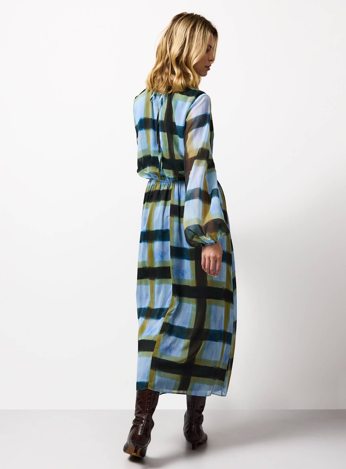 Blue Patterned Midaxi Smock Dress 8 - Image 4
