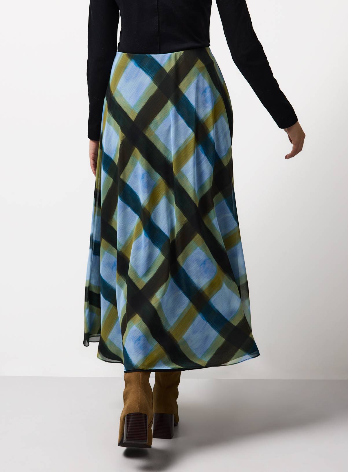 Blue Patterned Midaxi Full Skirt 10 - Image 4