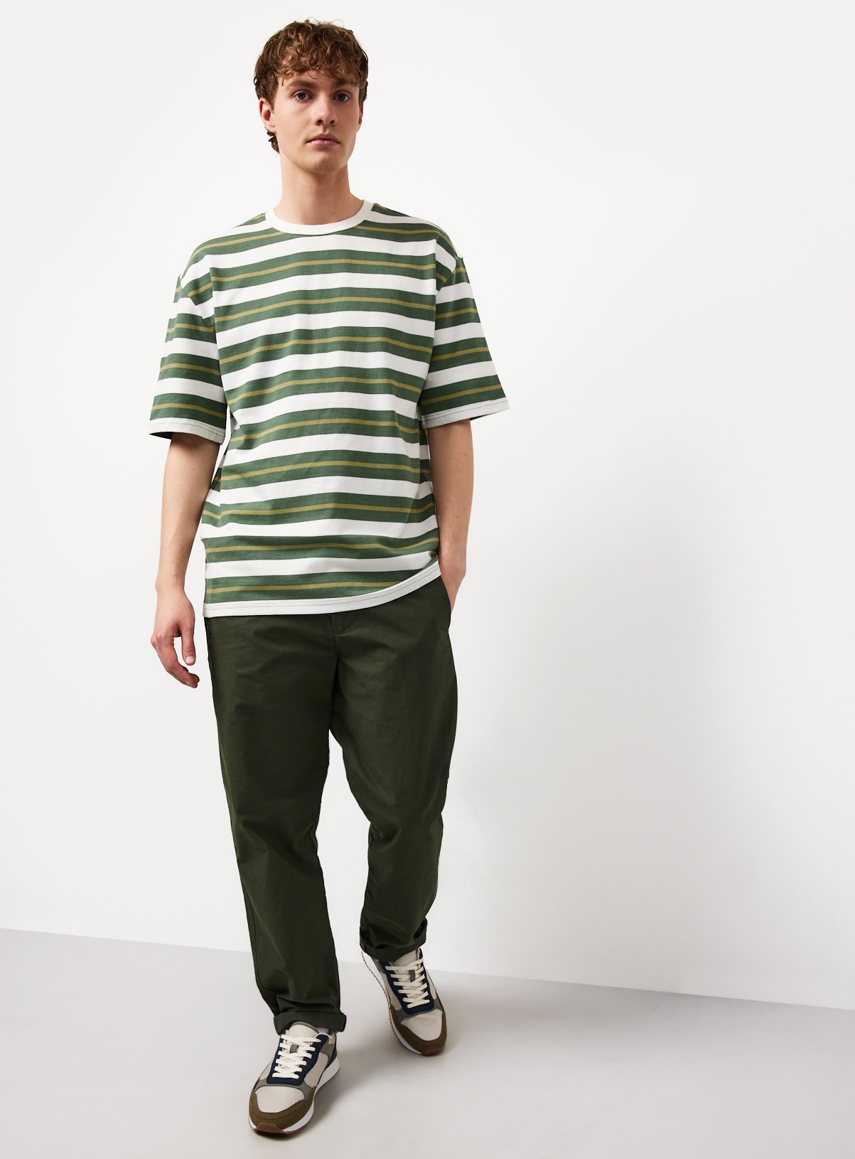 Green Stripe Print Relaxed Fit T-Shirt M - Image 2 thumbnail