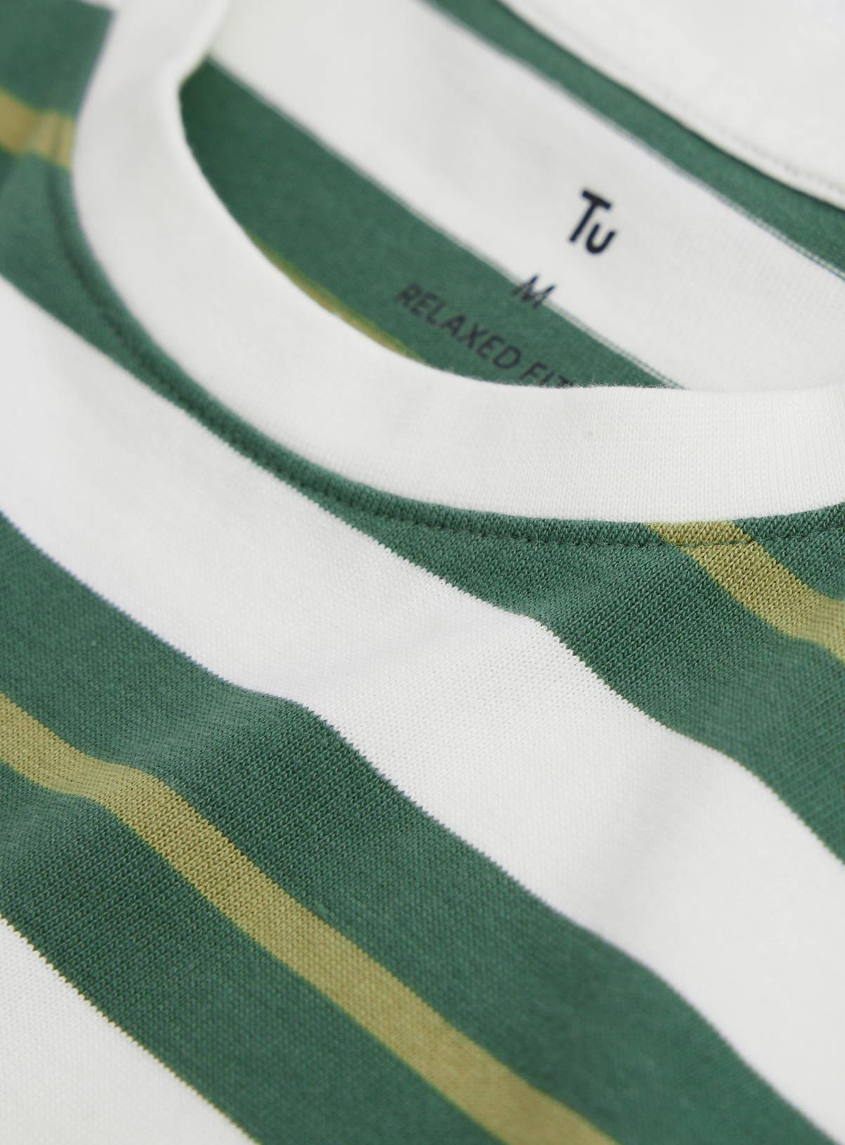 Green Stripe Print Relaxed Fit T-Shirt M - Image 4
