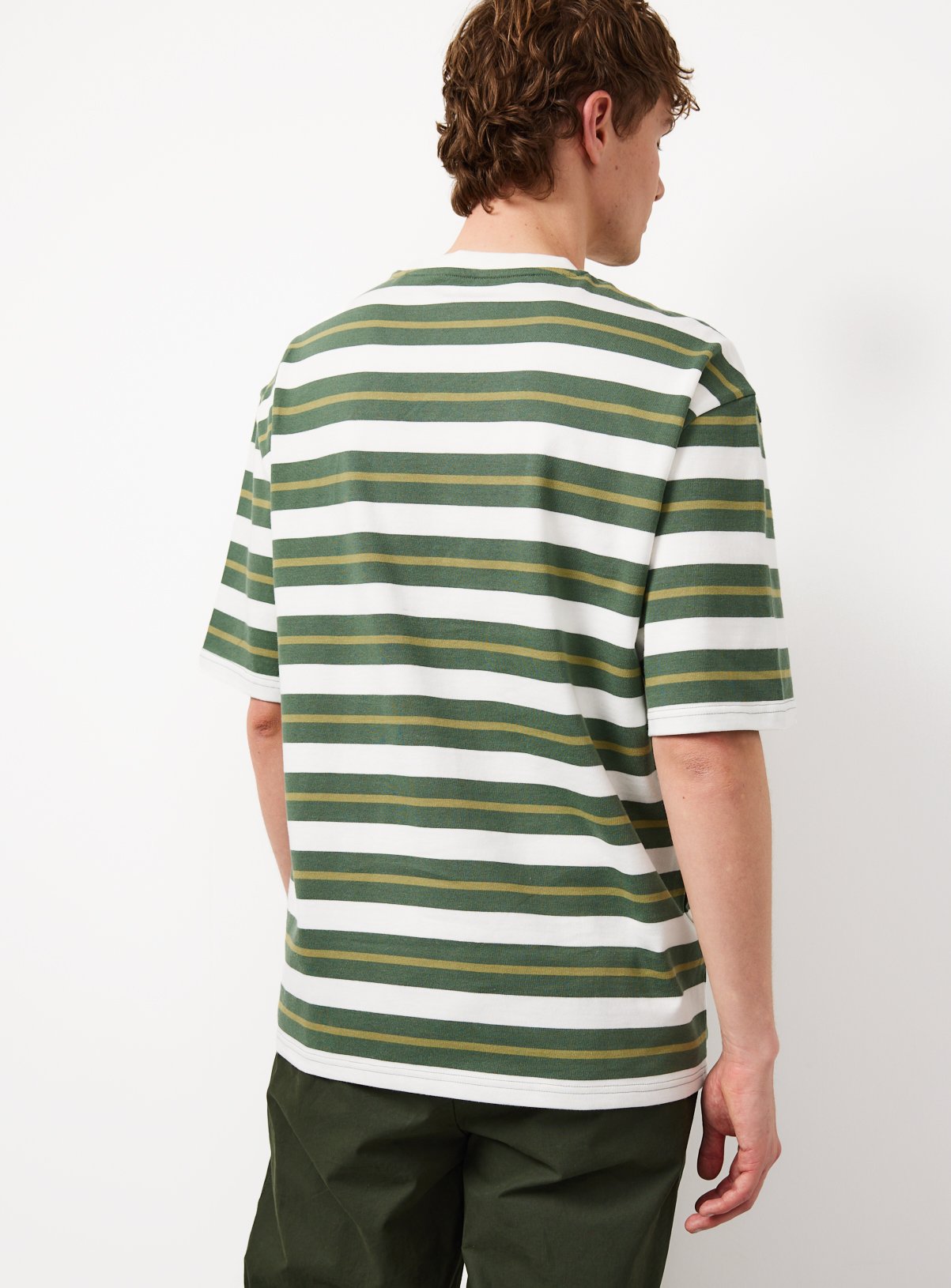Green Stripe Print Relaxed Fit T-Shirt M - Image 5 thumbnail