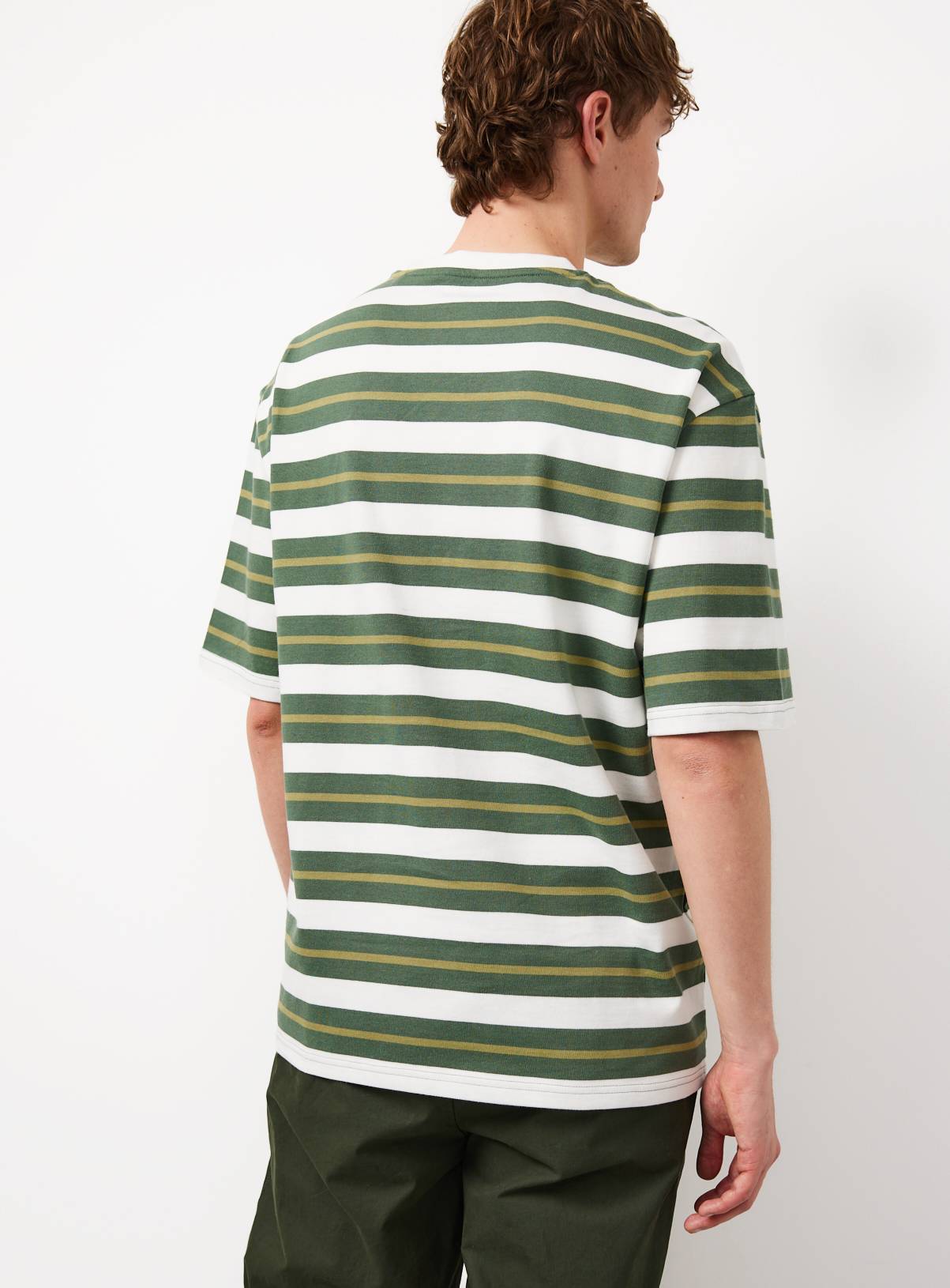 Green Stripe Print Relaxed Fit T-Shirt M - Image 5