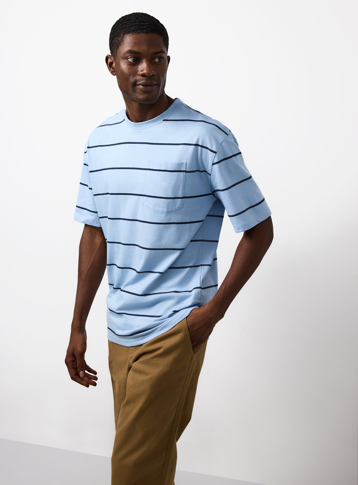 Blue Stripe Print Relaxed Fit T-Shirt XXXL - Image 1 thumbnail