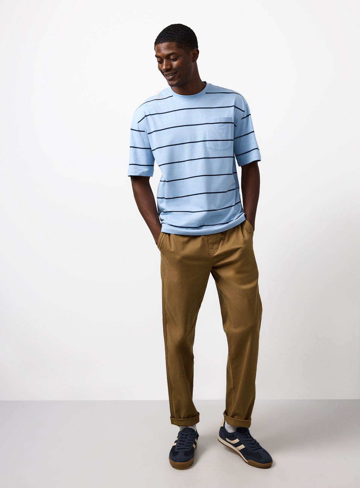 Blue Stripe Print Relaxed Fit T-Shirt XXXL - Image 2 thumbnail