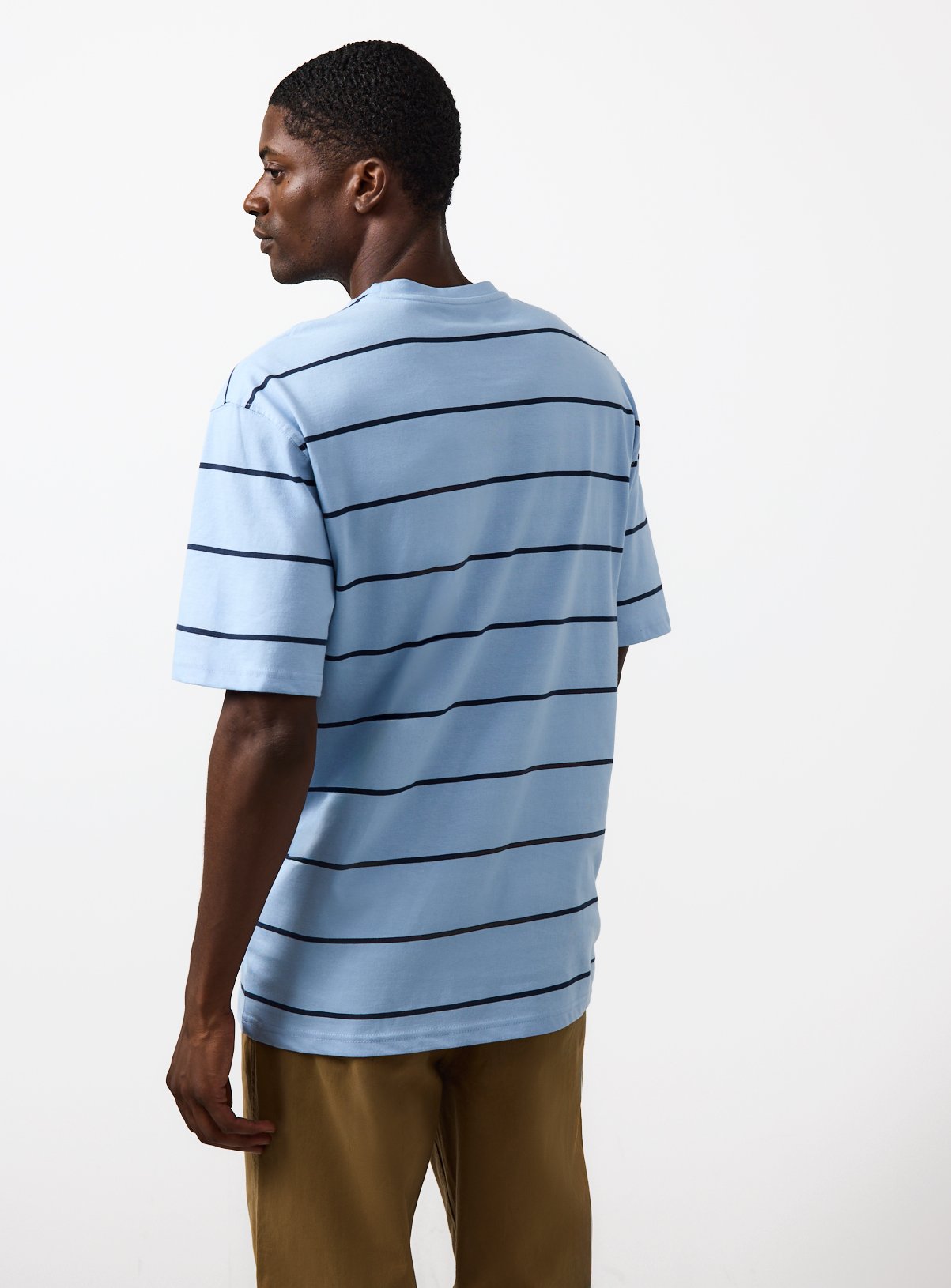 Blue Stripe Print Relaxed Fit T-Shirt XXXL - Image 5 thumbnail