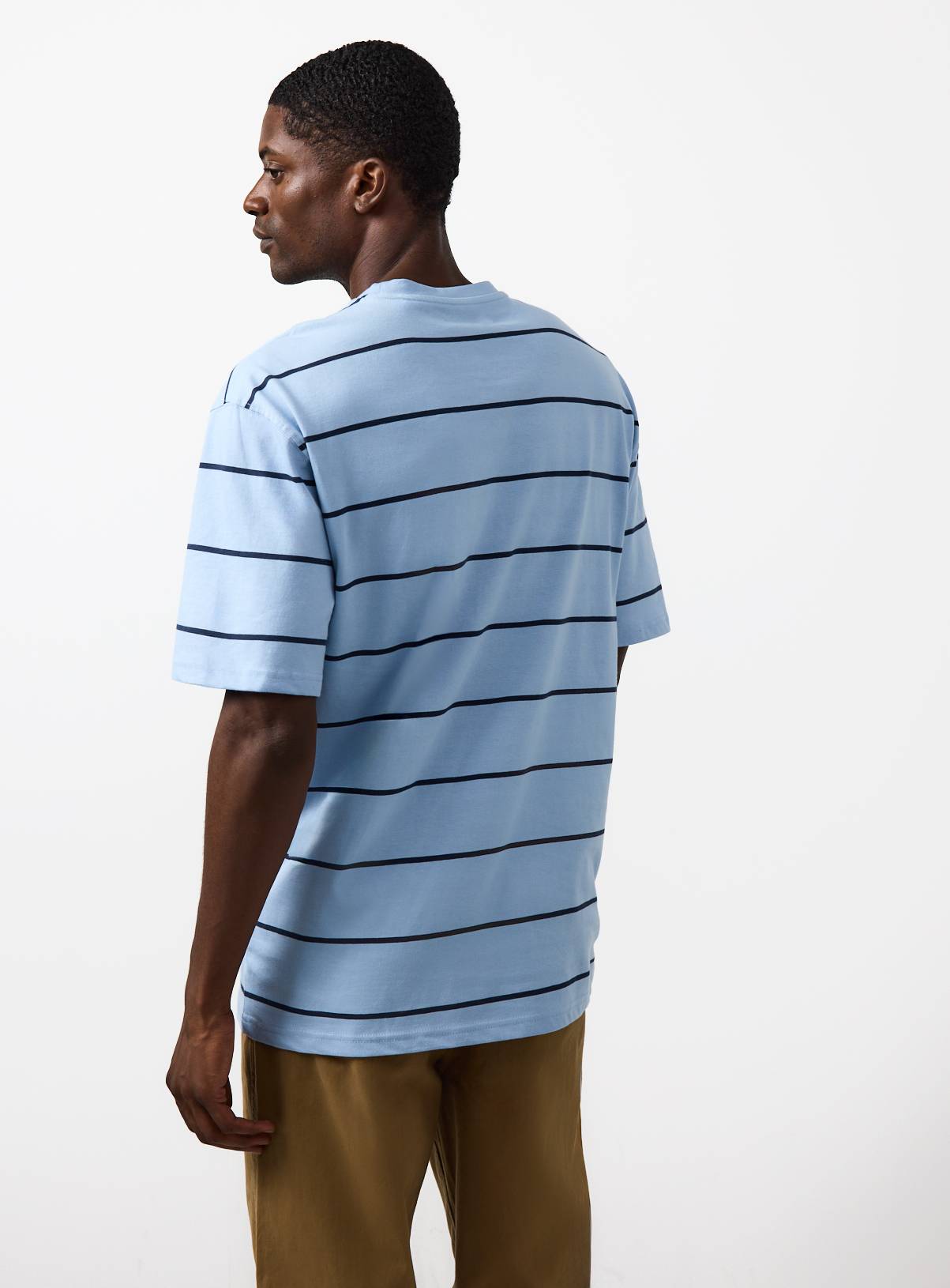 Blue Stripe Print Relaxed Fit T-Shirt XXXL - Image 5