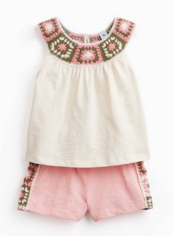 Crochet Detail Halter Top & Shorts Set 2-3 years