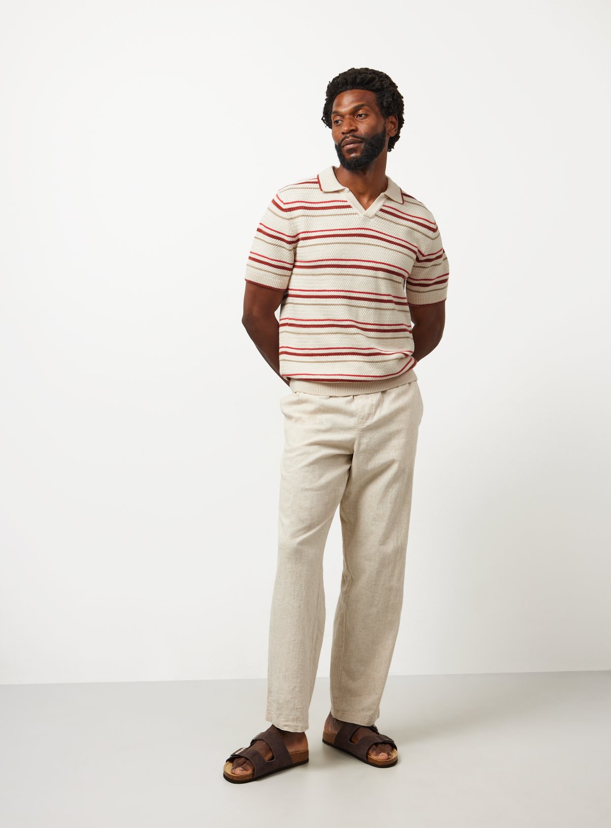 Red Tonal Stripe Trophy Neck Knitted Polo XXXL - Image 2 thumbnail