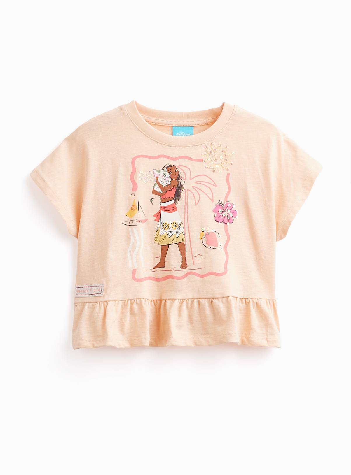 Orange Disney Moana Graphic Peplum Hem T-Shirt 4-5 years - Image 1