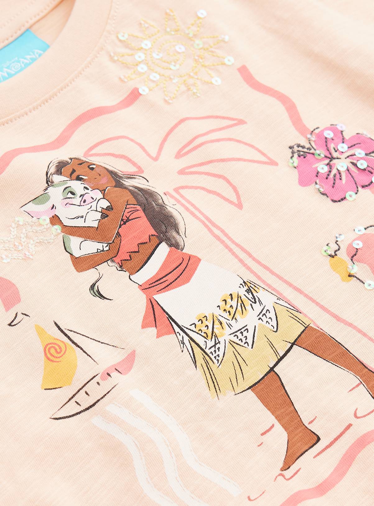 Orange Disney Moana Graphic Peplum Hem T-Shirt 4-5 years - Image 2