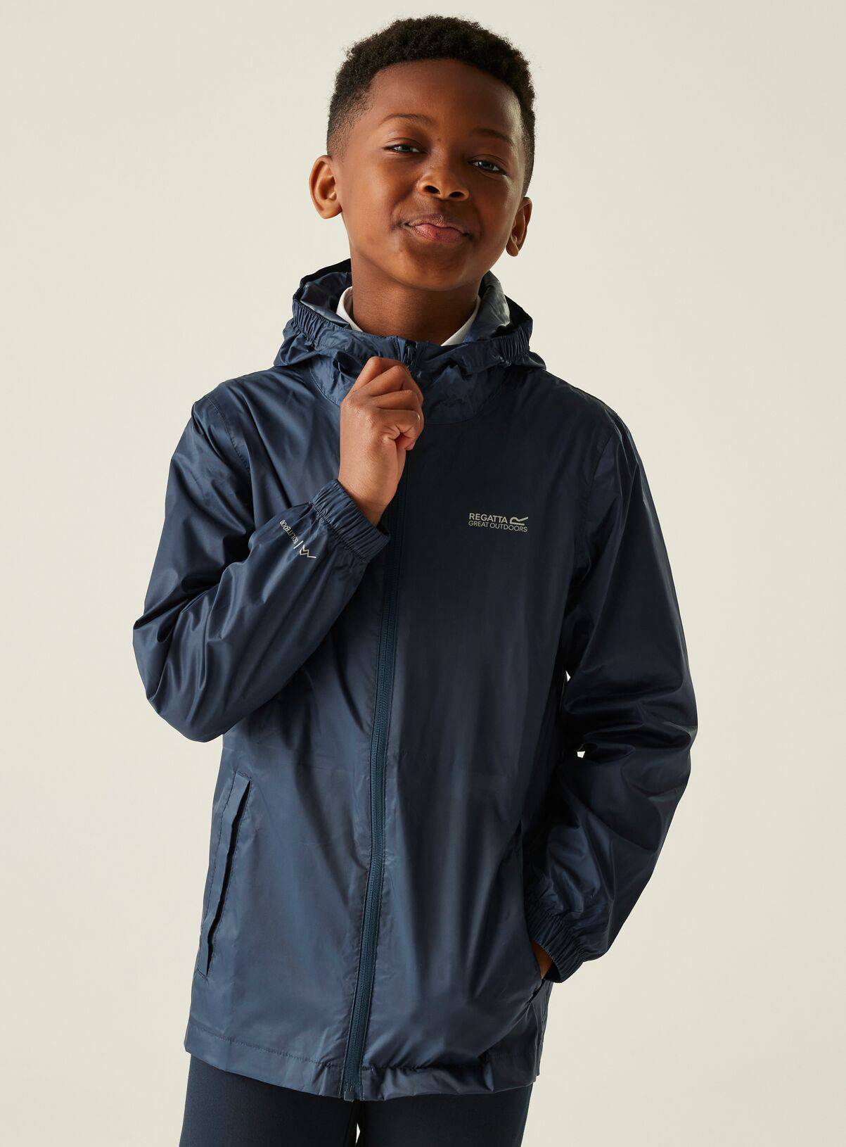 REGATTA Kids Pack It Waterproof Rain Jacket Navy 7-8 years - Image 1