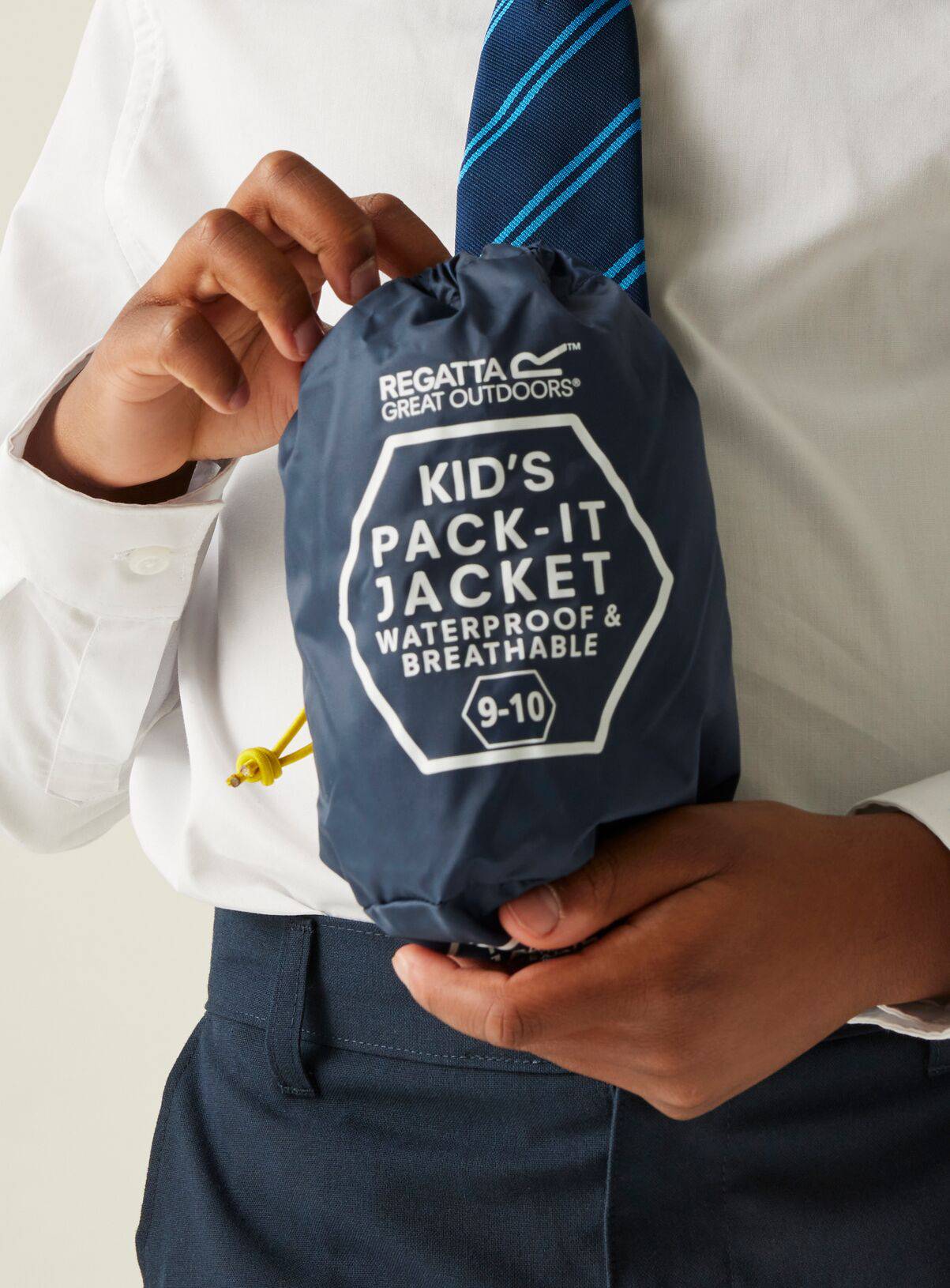 REGATTA Kids Pack It Waterproof Rain Jacket Navy 7-8 years - Image 3