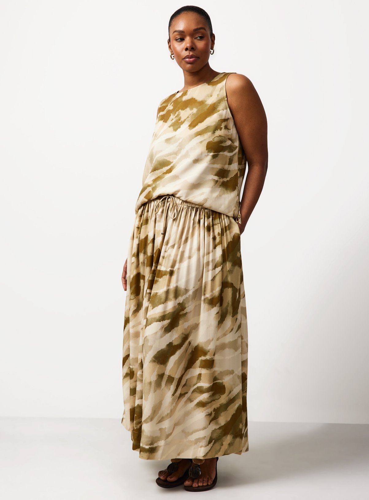 Green Camo Print Midaxi Full Skirt 12 - Image 2 thumbnail