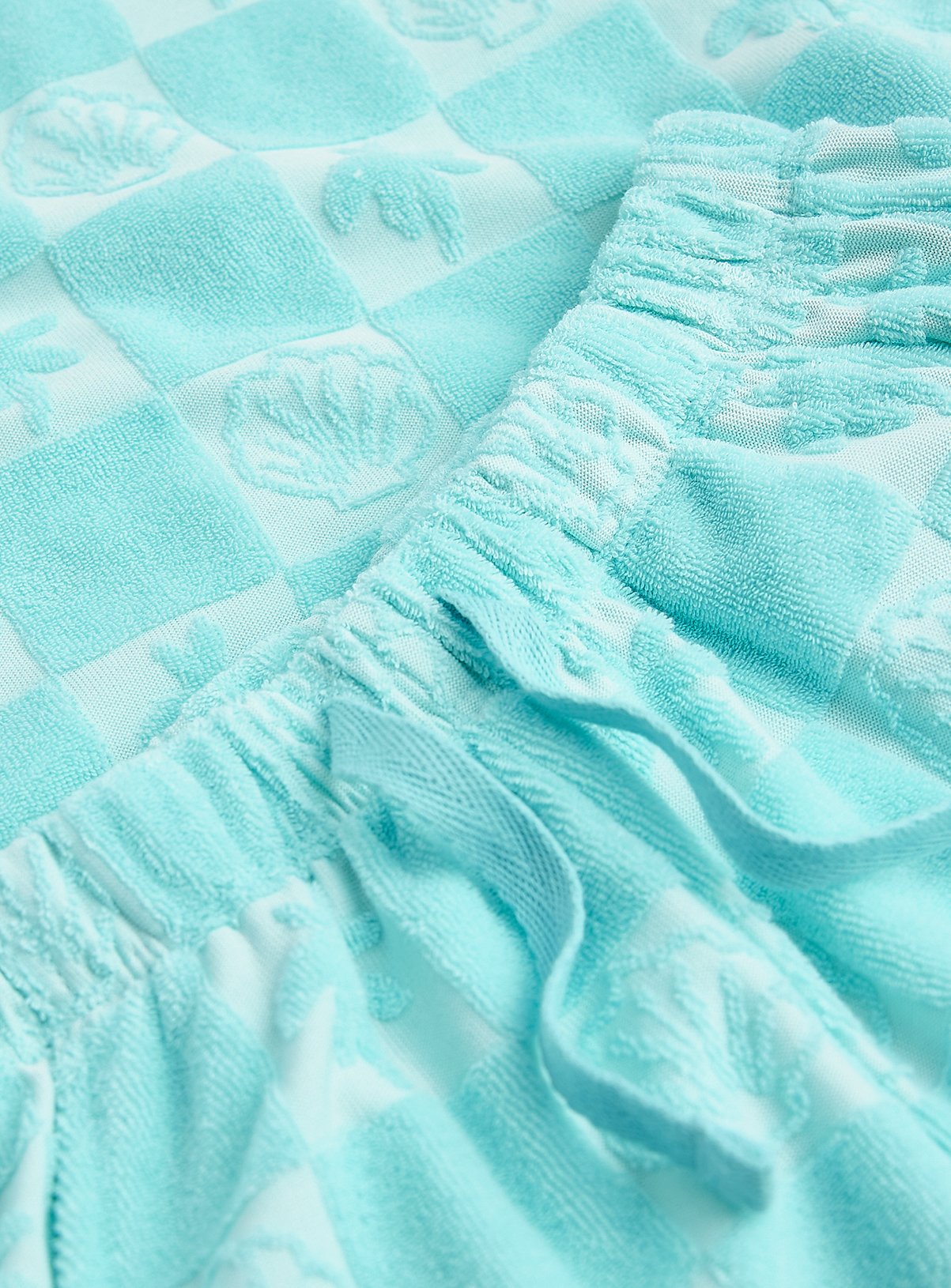 Turquoise Checkerboard Print T-Shirt & Shorts Towelling Set 3-4 years - Image 2 thumbnail