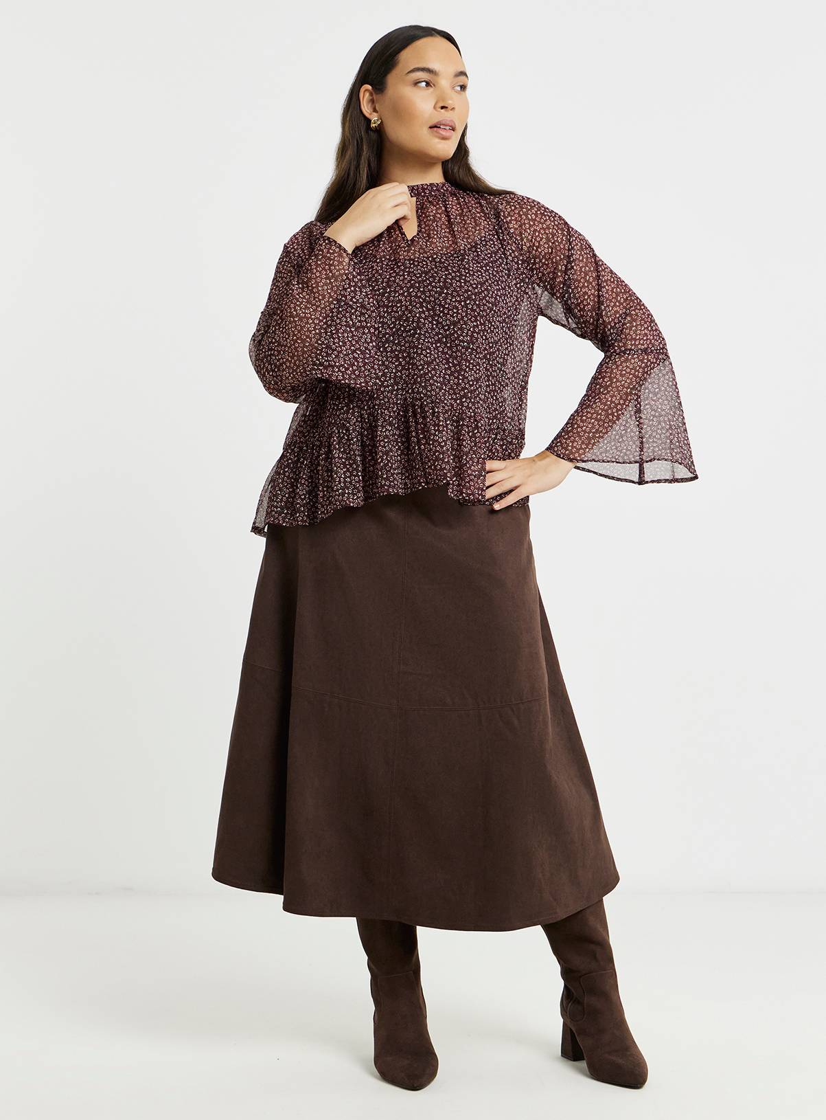 SIMPLY BE High Neck Fluted Sleeve Bow Back Blouse 18 - Image 1