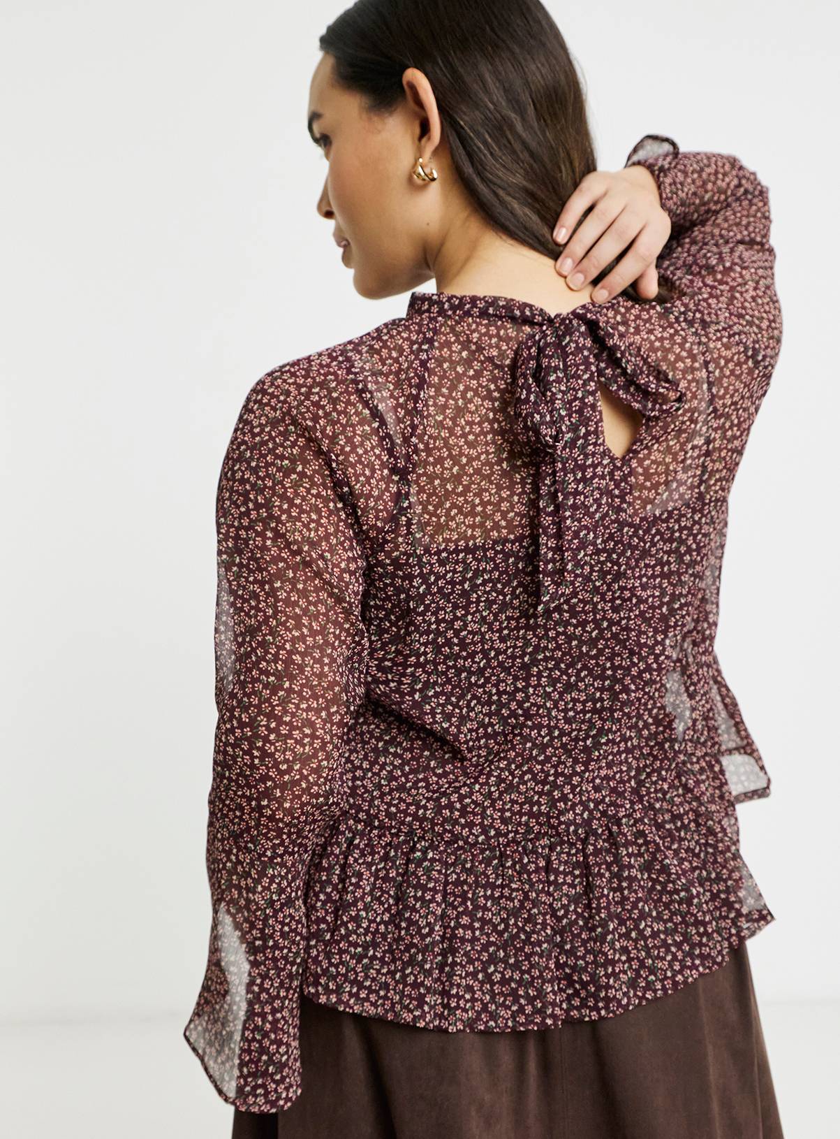 SIMPLY BE High Neck Fluted Sleeve Bow Back Blouse 18 - Image 2