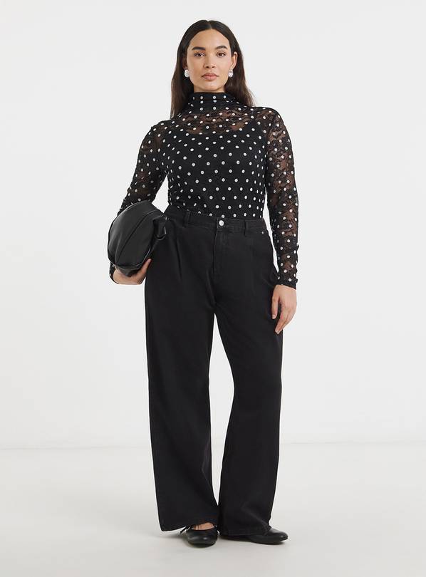 SIMPLY BE Lace Top With Spot Print 16