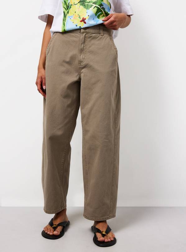 Khaki Twisted Seam Barrel Leg Jeans 12