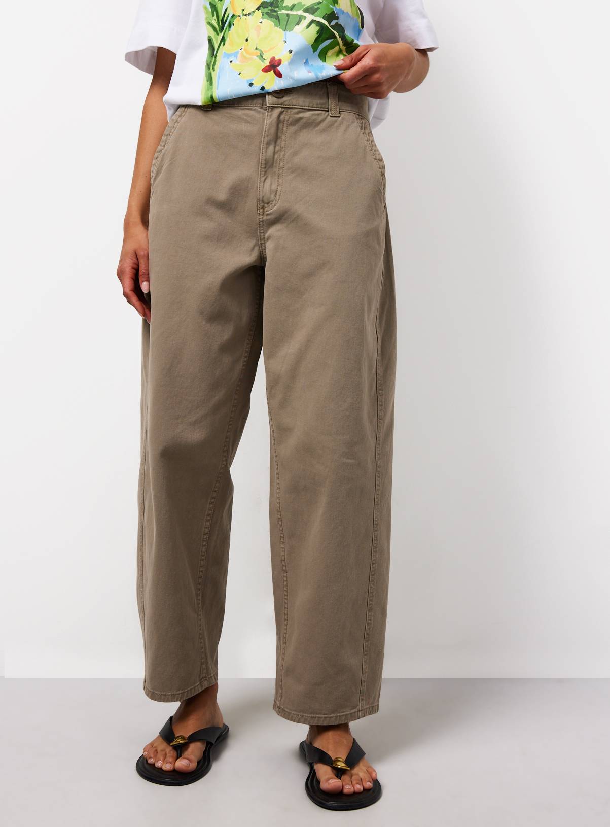 Khaki Twisted Seam Barrel Leg Jeans 8 - Image 1