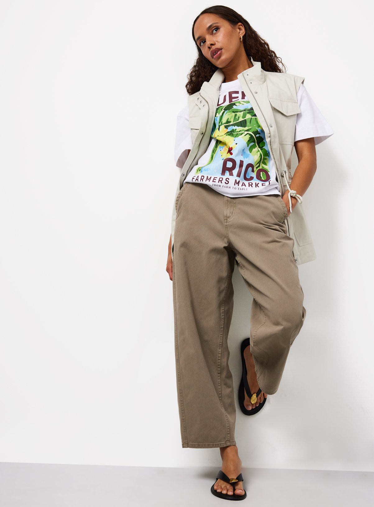 Khaki Twisted Seam Barrel Leg Jeans 8 - Image 2 thumbnail