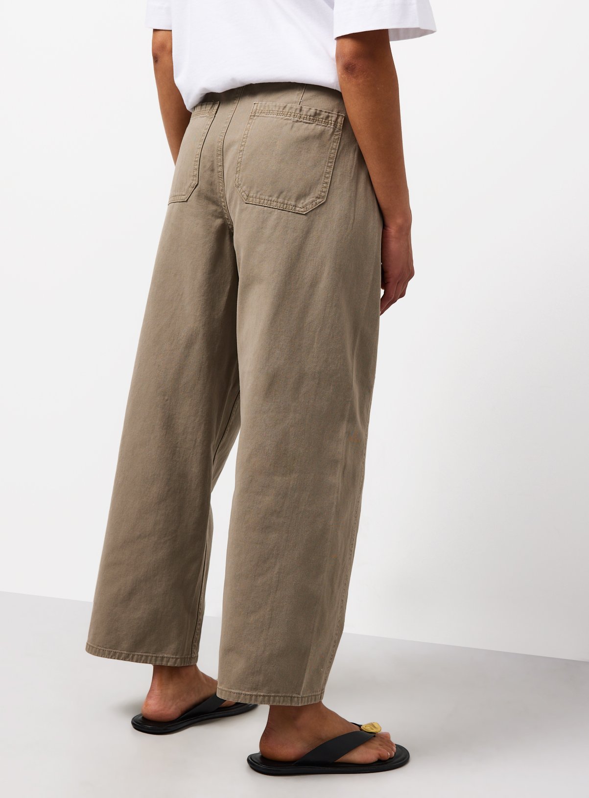 Khaki Twisted Seam Barrel Leg Jeans 8 - Image 4 thumbnail