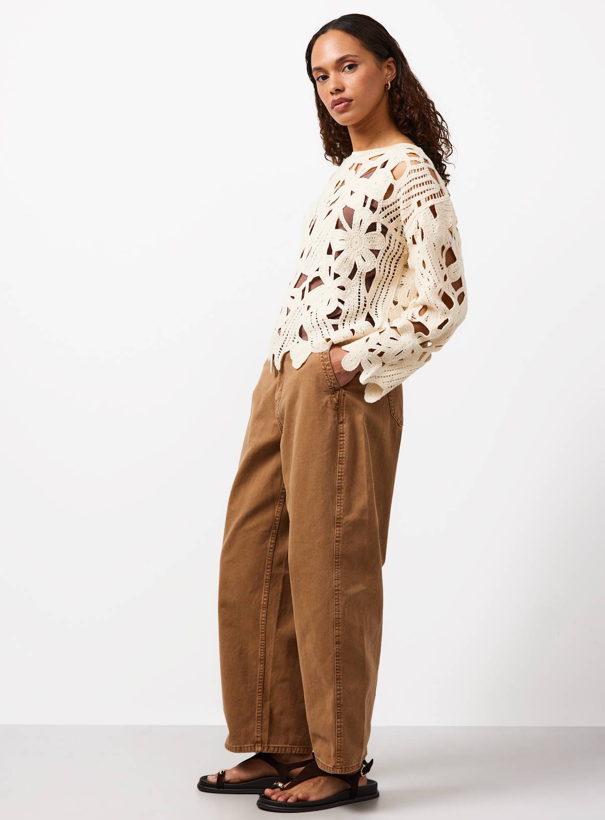 Tan Twisted Seam Barrel Leg Jeans 16 - Image 2