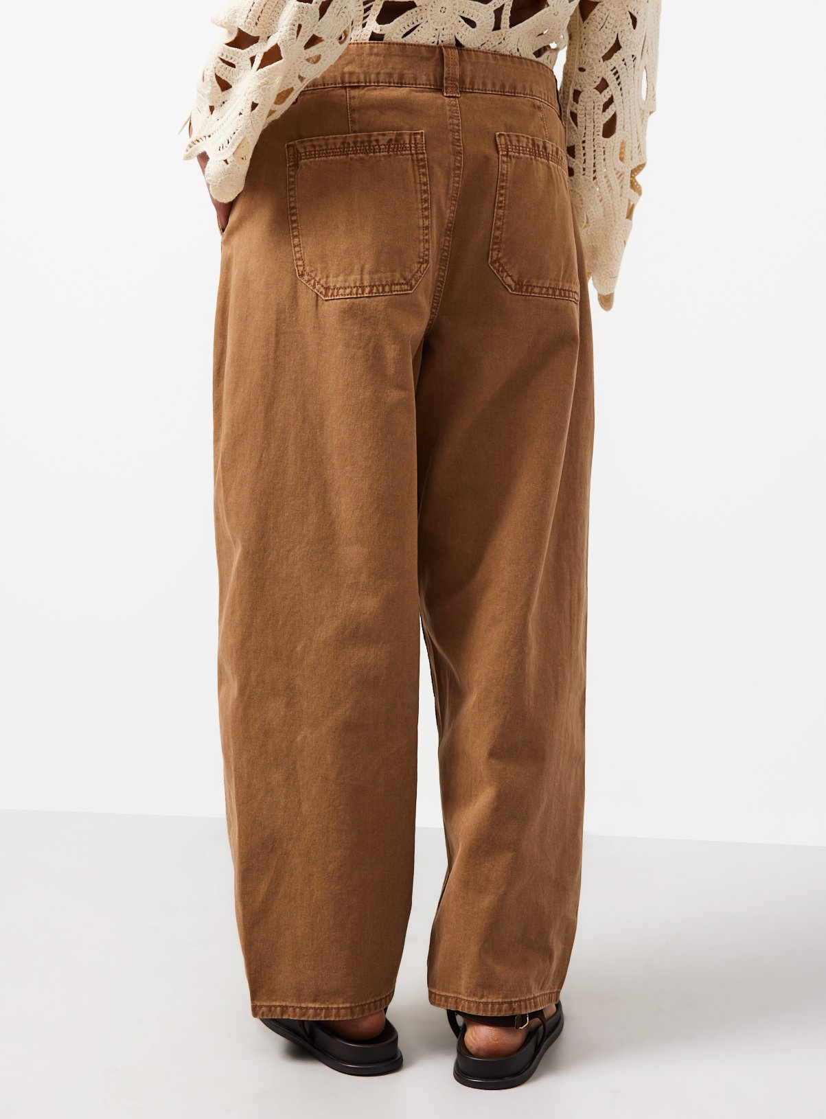 Tan Twisted Seam Barrel Leg Jeans 16 - Image 4 thumbnail