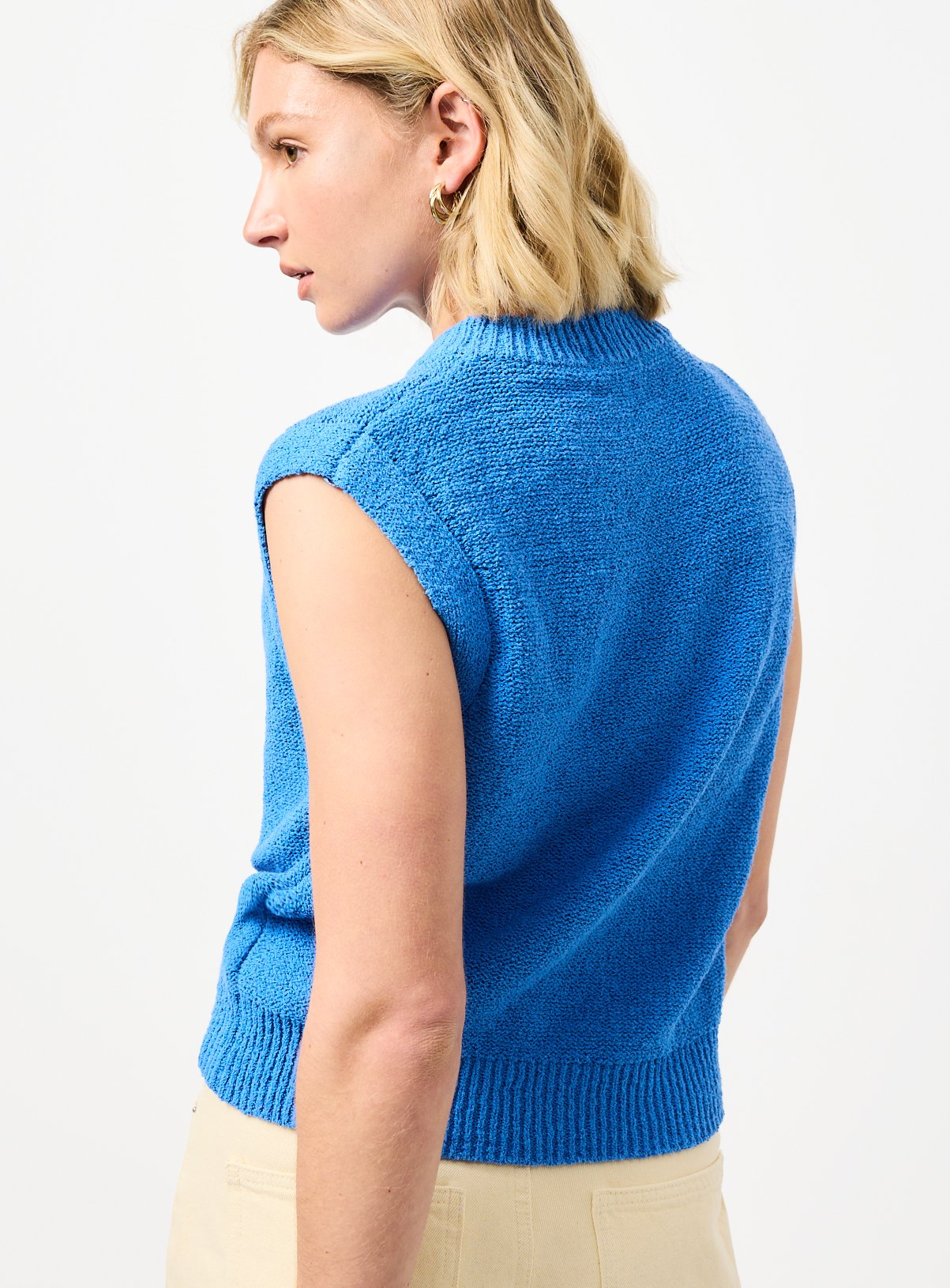 Blue Shell Button Detail Waistcoat M - Image 4 thumbnail