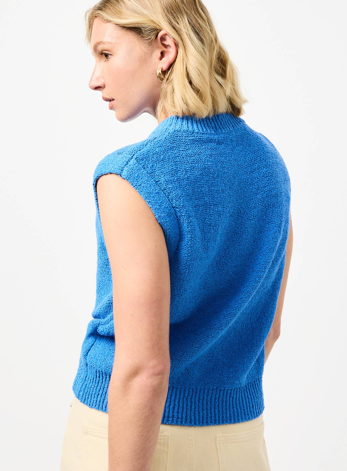 Blue Shell Button Detail Waistcoat M - Image 4