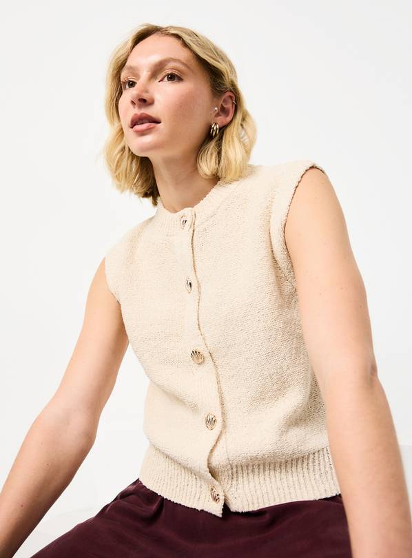 Neutral Shell Button Detail Waistcoat XS
