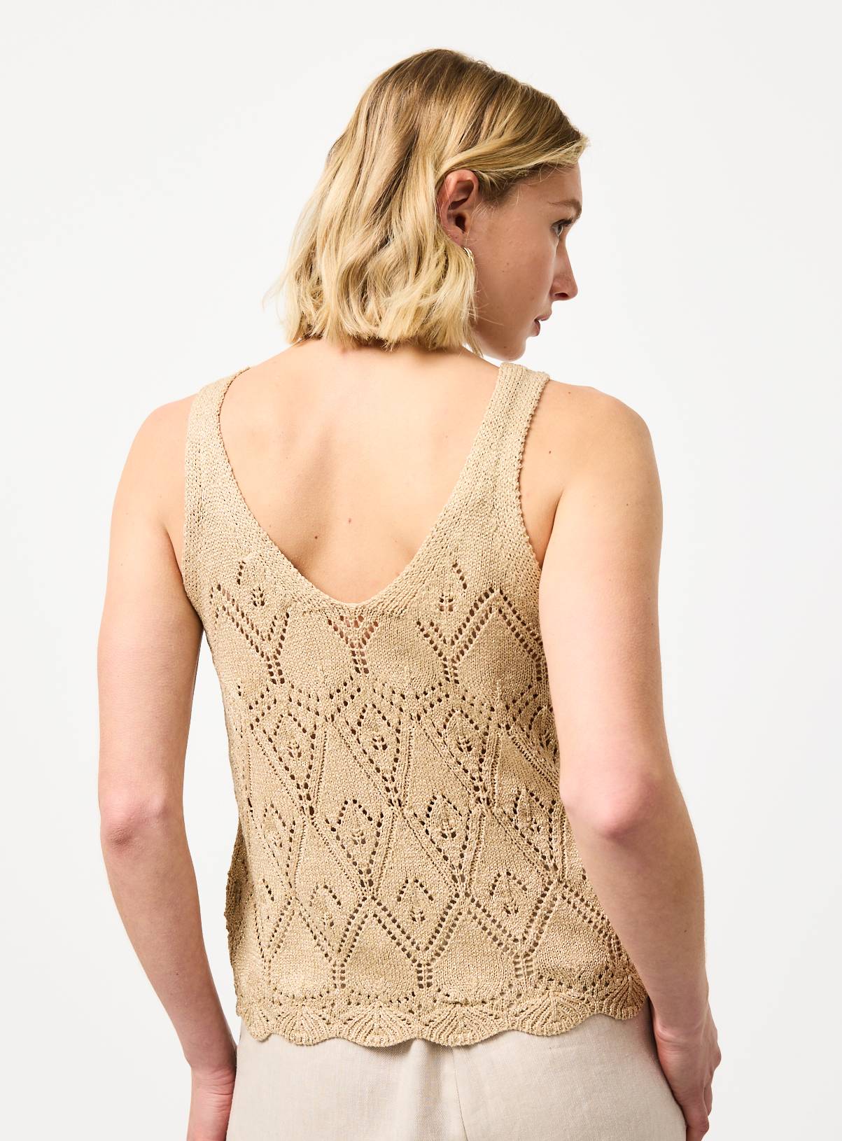 Gold Pointelle Knitted Vest XS - Image 4