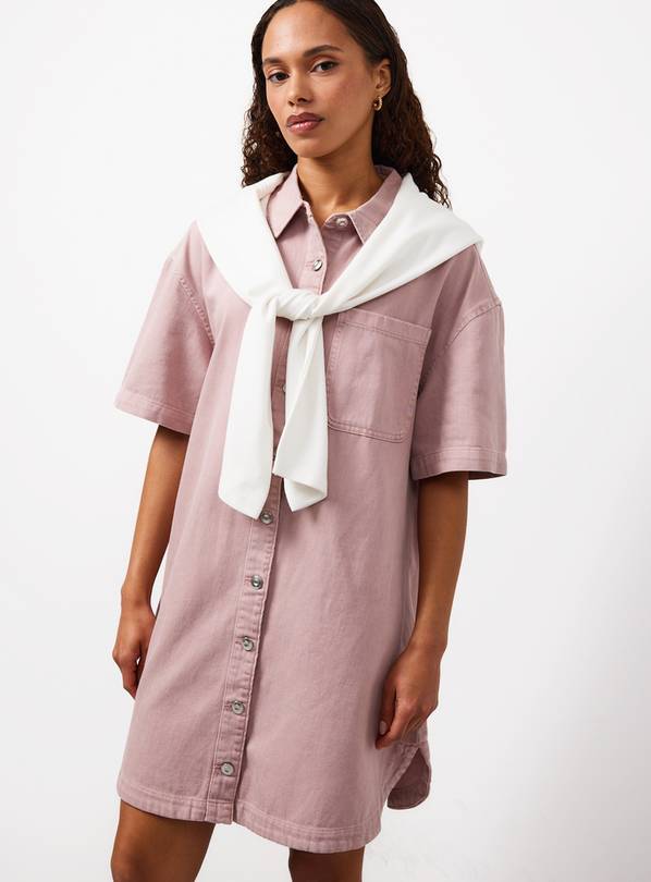 Pink Denim Mini Shirt Dress 18