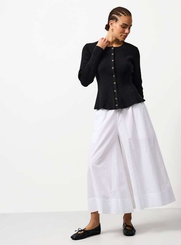 Yellow Ribbed Peplum Hem Cardigan 22