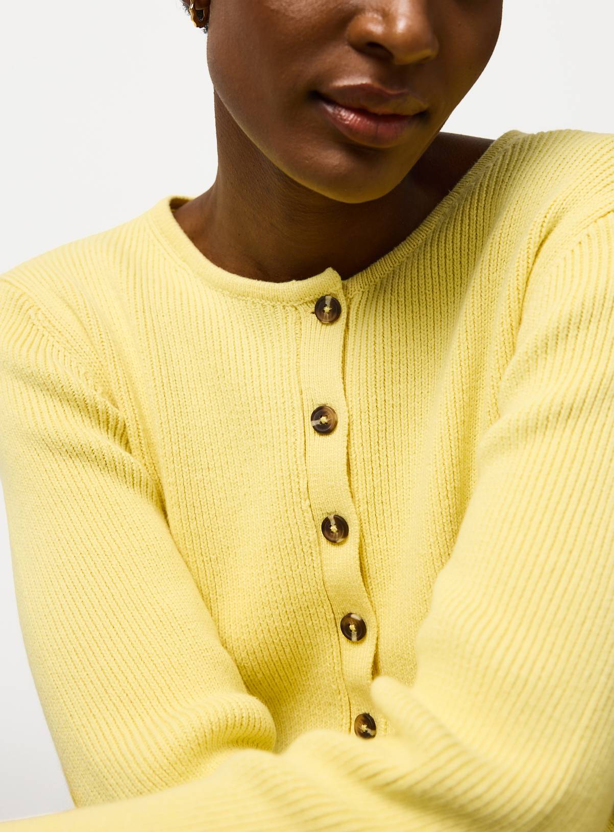 Yellow Ribbed Peplum Hem Waisted Cardigan 16 - Image 3