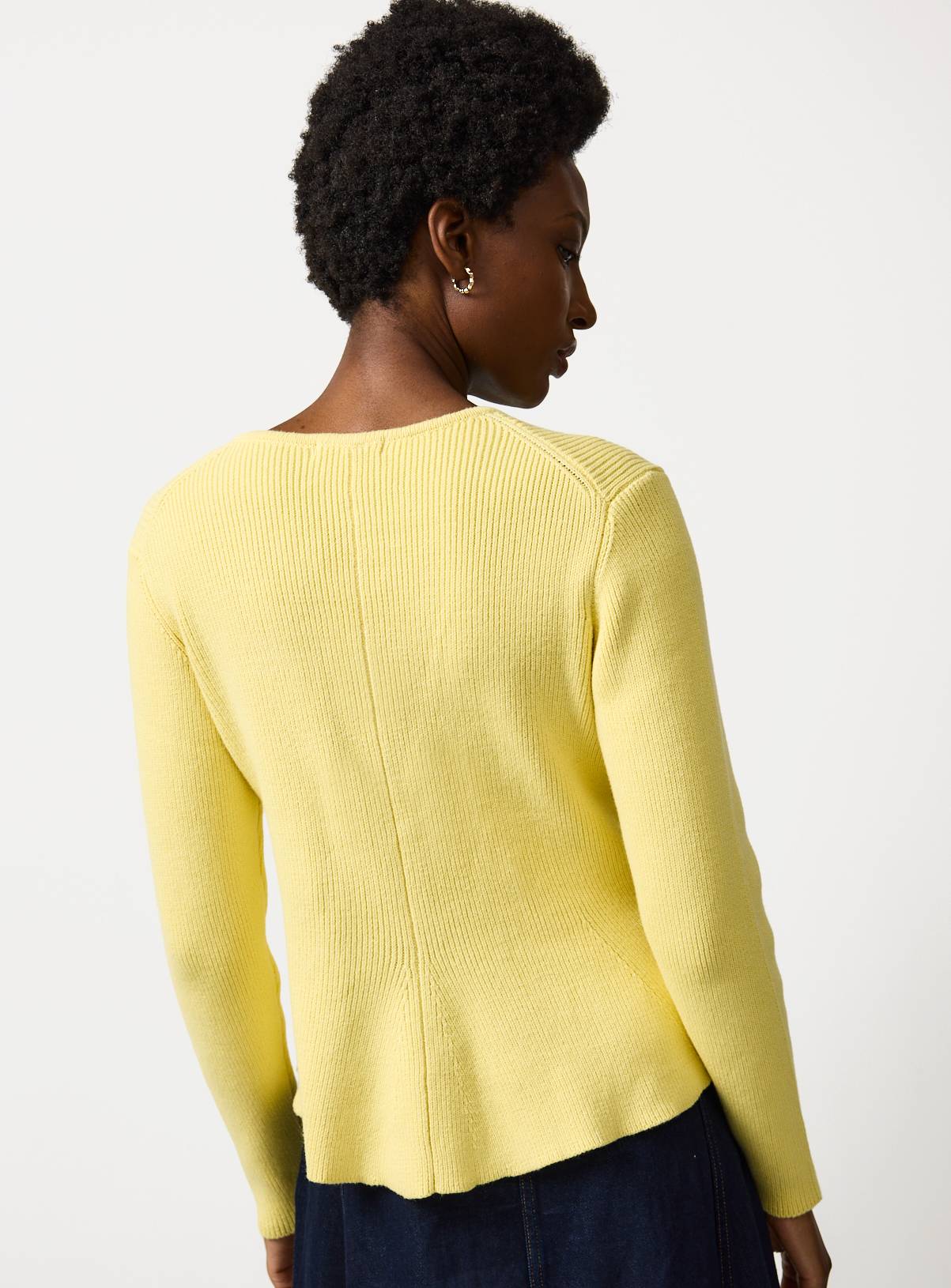 Yellow Ribbed Peplum Hem Waisted Cardigan 16 - Image 4