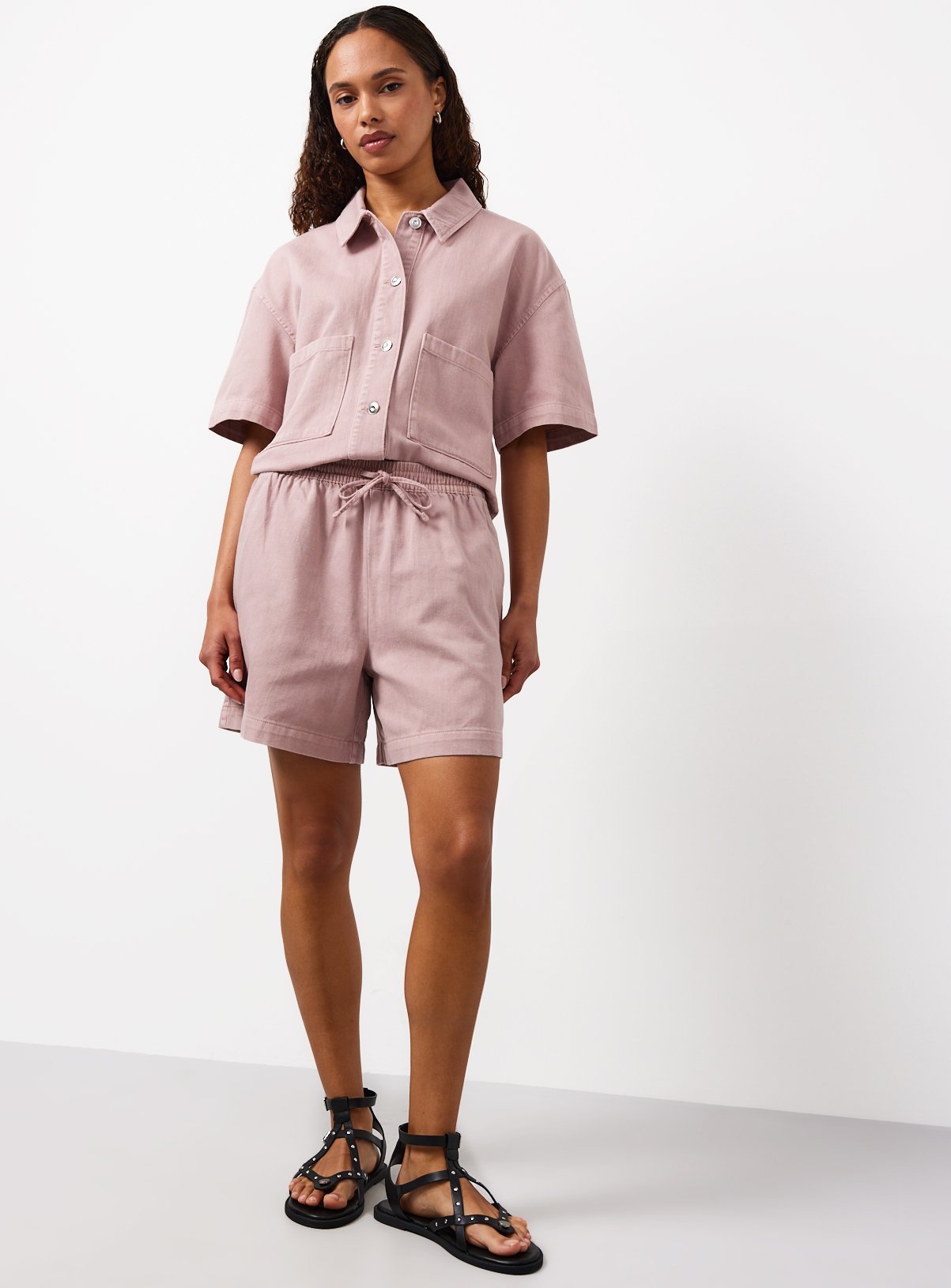Pink Denim Pull On Shorts 16 - Image 2 thumbnail