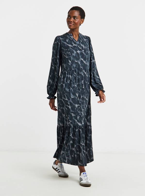 JD WILLIAMS Soft Touch Long Sleeve Notch Neck Leopard Print Dress 22