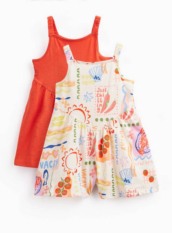 Orange & Holiday Print Playsuits 2 Pack 2-3 years