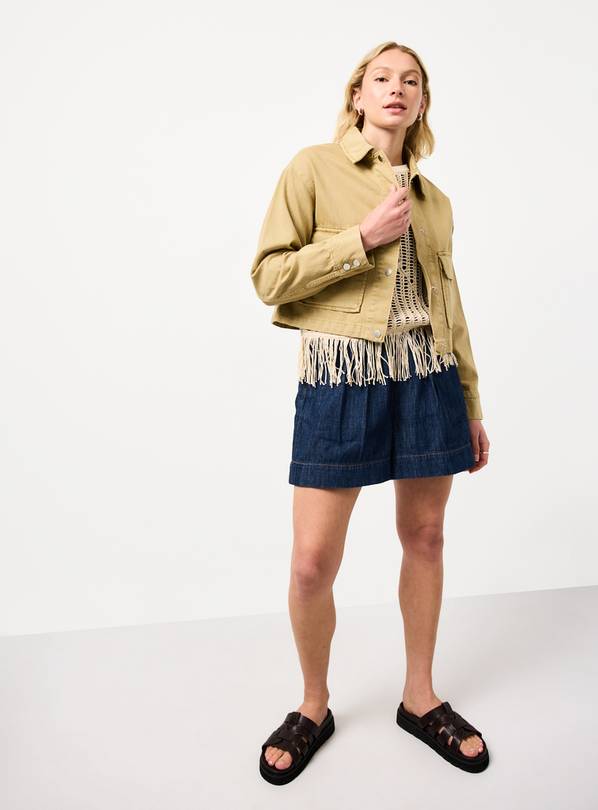 Khaki Boxy Fit Twill Jacket S