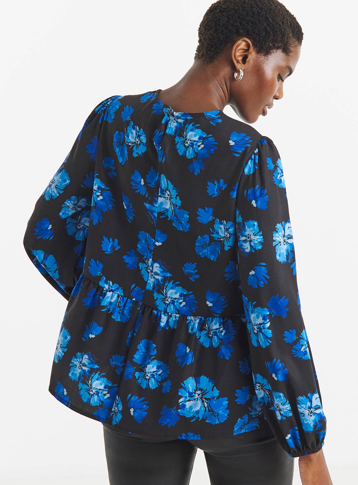 JD WILLIAMS Printed Long Sleeve Peplum Top 28 - Image 2