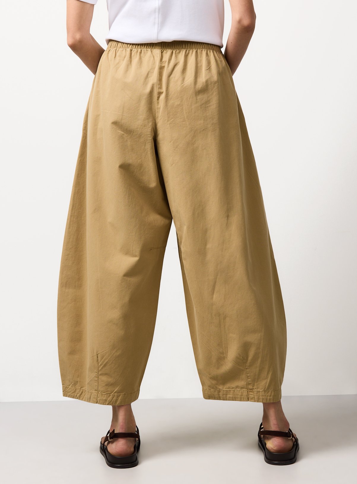 Stone Relaxed Pull On Barrel Leg Trousers 12 - Image 4 thumbnail